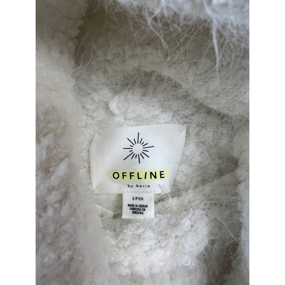 NWT OFFLINE by Aerie Womens Fuzzy Eyelash Turtleneck Sweater Cream Cozy Small - Picture 7 of 9